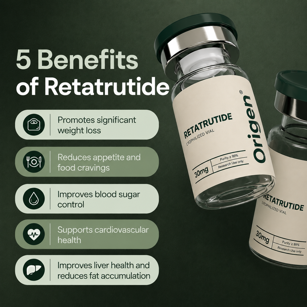 Retatrutide research peptide vial, photo 2